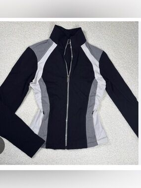 bebe, Y2K, Black, Gray & White, Zip-Front, athletic Jacket, size small